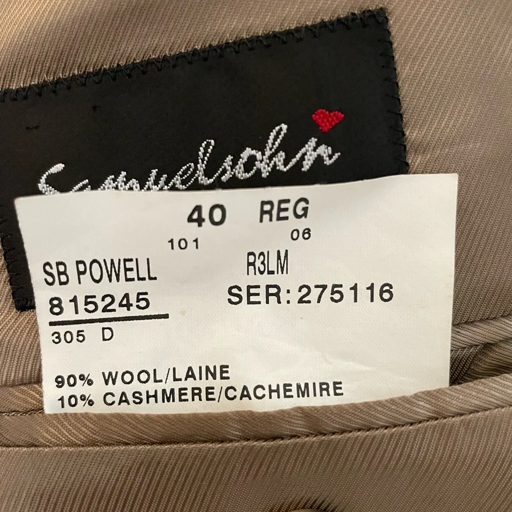Samuelsohn Soft‎ Wool & Cashmere Plaid 3-Button SB Powell Jacket Size 40 R